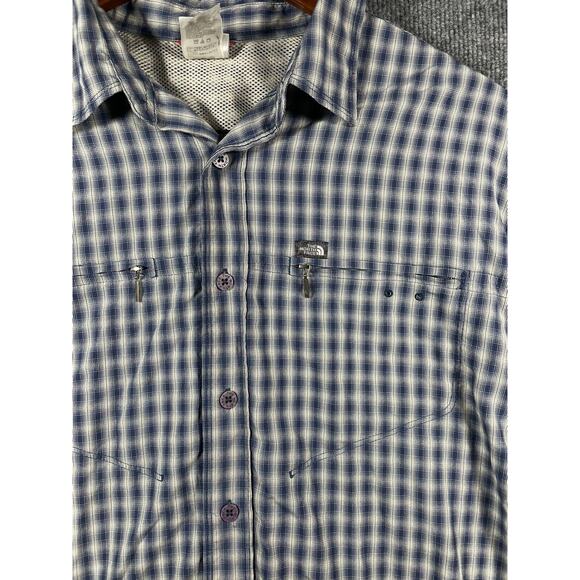 The North Face Button Up Shirt Men's Large Blue Plaid Longsleeve Vented Outdoor - Picture 2 of 10